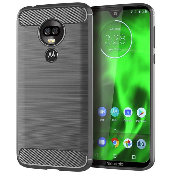 

Carbon fiber texture lim armor bru hed tpu ca e cover for motorola moto g7 power g7 play z4 play 100pc lot