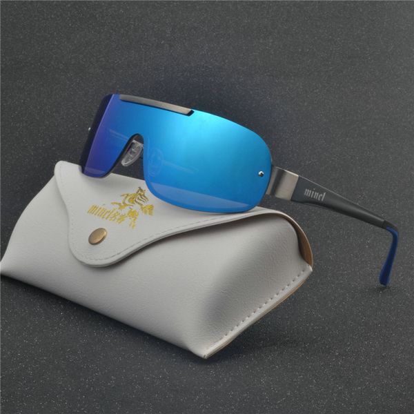

new big frames square blue mirror driving one piece glasses polarized glasses retro frameless men uv shades eyeglasses nx, White;black