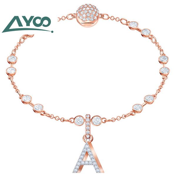 

ayoo 2019 original swa letter series fashion invisible magnetic buckle ms. bracelet diy pendant bracelet, White