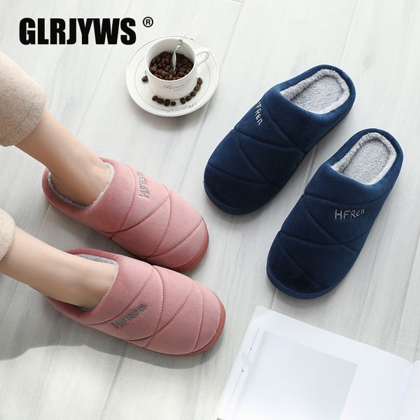 

dropshipping 2019 winter cotton slippers male winter large size indoor warm non-slip home household couple simple shoes, Black