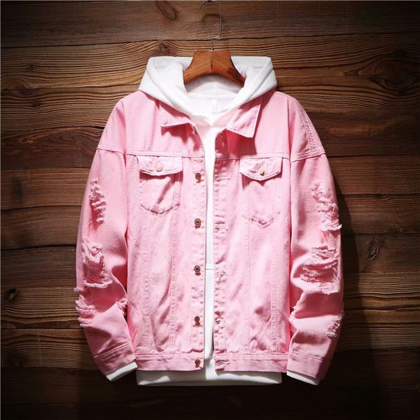 

men's jackets wholesale 2021 fashion denim jacket spring and summer personality korean trendy hole student handsome outerwear, Black;brown