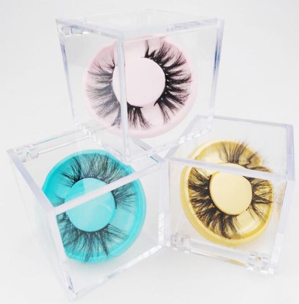 

clear cube eyelashes box for 3d 5d mink eyelashes false eyelashes cases acrylic packaging box with colorful circle lashes tray gga3413-1