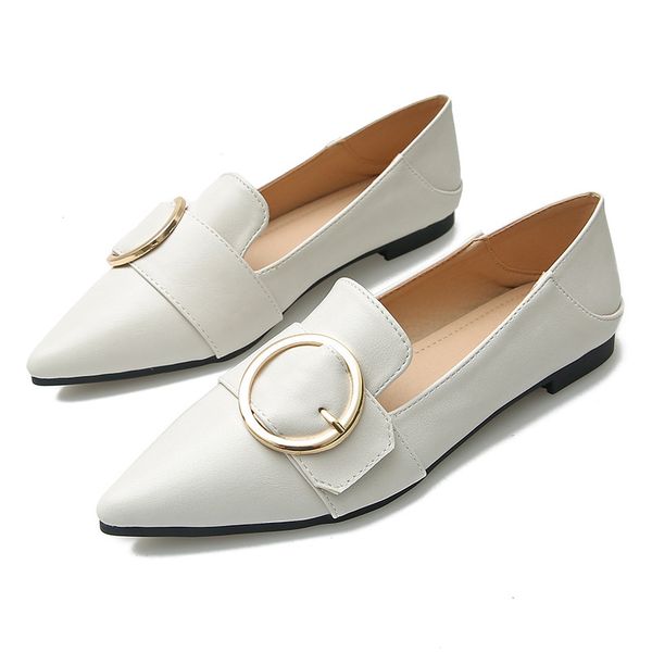 

large size shoes women loafers flats slip on leather shoes pointed toe moccasins office lady footwear zapatos mujer, Black