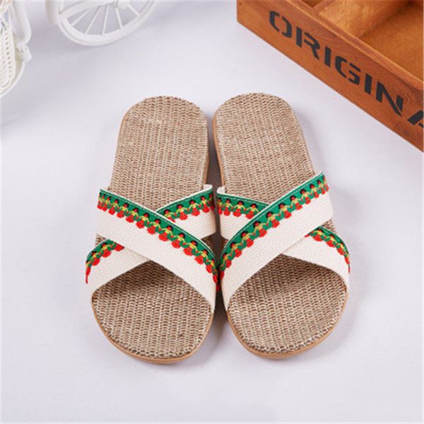

new summer women's linen slippers home indoor non-slip japanese and korean fashion sweat-absorbent breathable deodorant wood flo, Black