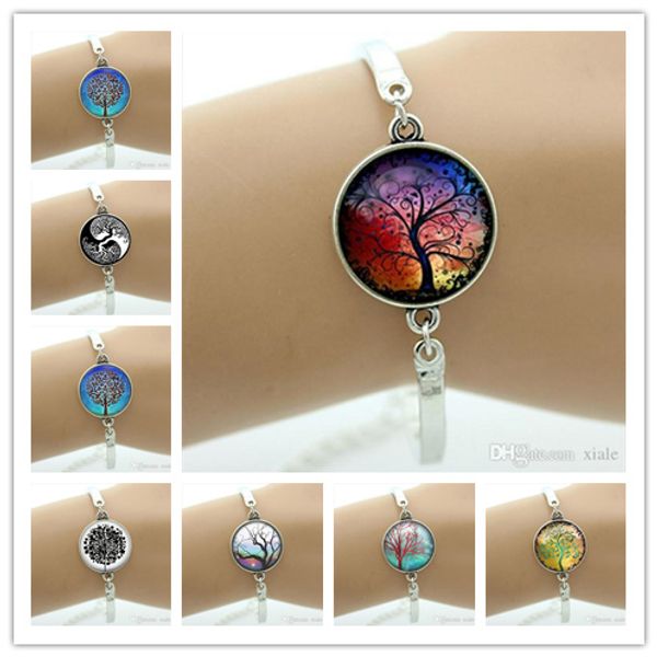 

gustav klimt tree of life bracelet silver plated glass dome life tree art picture new fashion jewelry bangles d937, Golden;silver