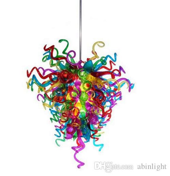 Lampadari soffiati fatti a mano multicolore Decorazione domestica Lampadario a catena in vetro di Murano con sorgente luminosa a LED