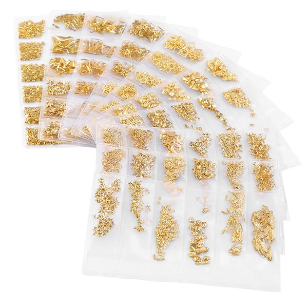 

rban nail 1 bag metal frame nail art decorations gold rivet manicure accessories diy shell slider studs art decoration, Silver;gold