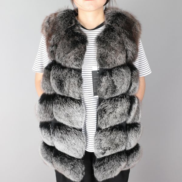

maomaokong winter new style coat, women's natural, natural fur vest sleeveless warm street wear, Black