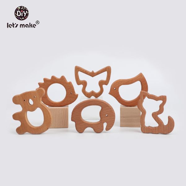 

let's make 10pcs beech olive oil wooden animal elephant koala butterfly hippo hedgehog bird cat baby teether bpa toys