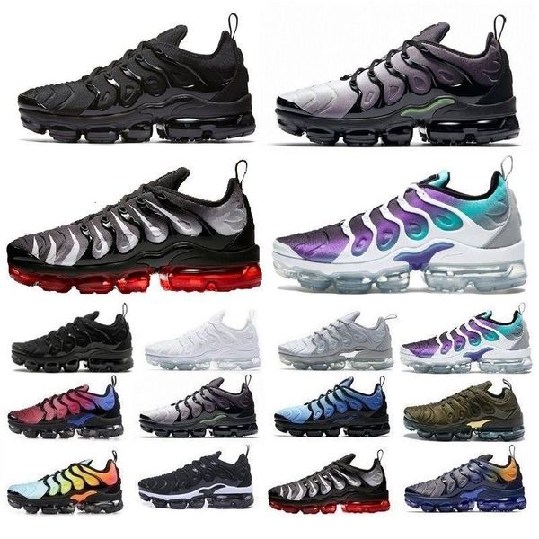 

2020 new olive mens sneakers plus nylon metallic white silver colorways pack tn triple black sports men running shoes us 5.5-11