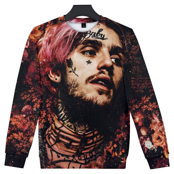 

Crew Neck Hoodies Ripper Hip Hop Rapper Lil Peep Photo Print Hoodies Men Long Sleeve Loose Sweatshirts Pullover Streetwear Tops