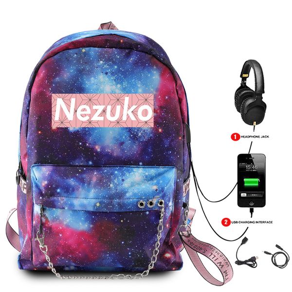 

demon slayer kimetsu no yaiba convenient usb charging travel bag schoolbag men and women interface fashion 2019 new backpack