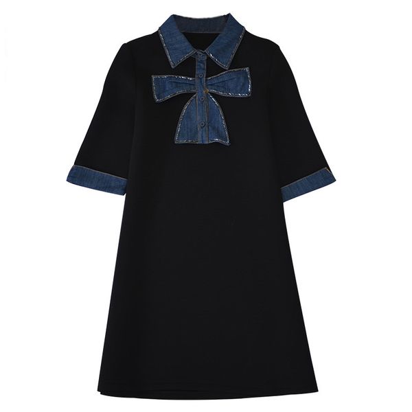 

women's hoodies & sweatshirts woman short sleeve turn-down collar hoody european style cotton jeans patchwork butterfly casual female, Black