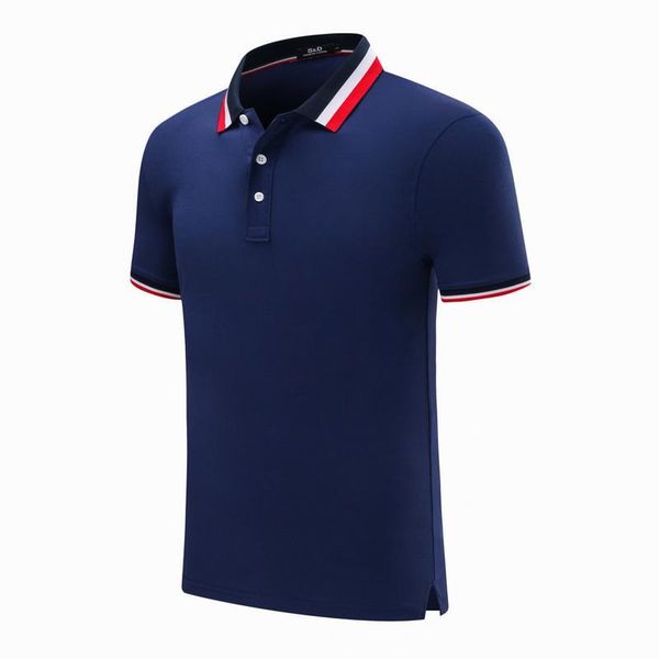 

new fashion classic three-color striped collar short-sleeved polo shirt comfortable and breathable blue t-shirt uniform sd-7926-185, Black