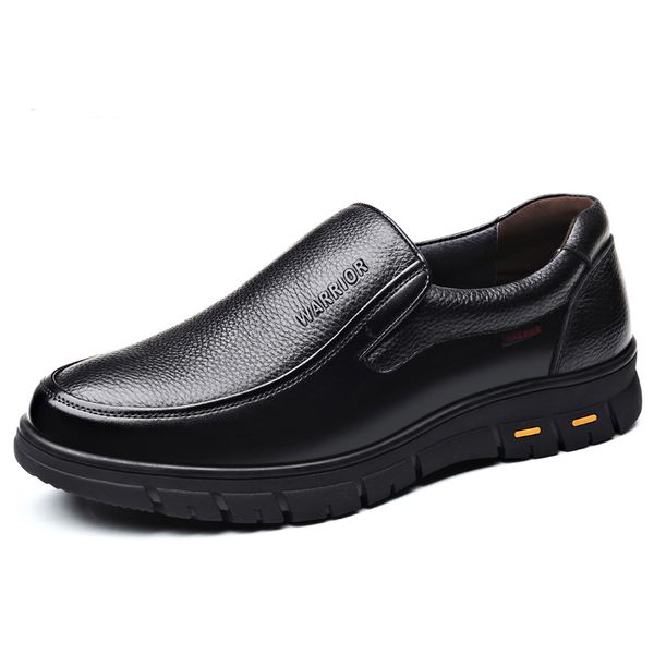 

2020 new men's casual simple fashion business shoes light and comfortable first layer leather non-slip trendy casual shoes, Black