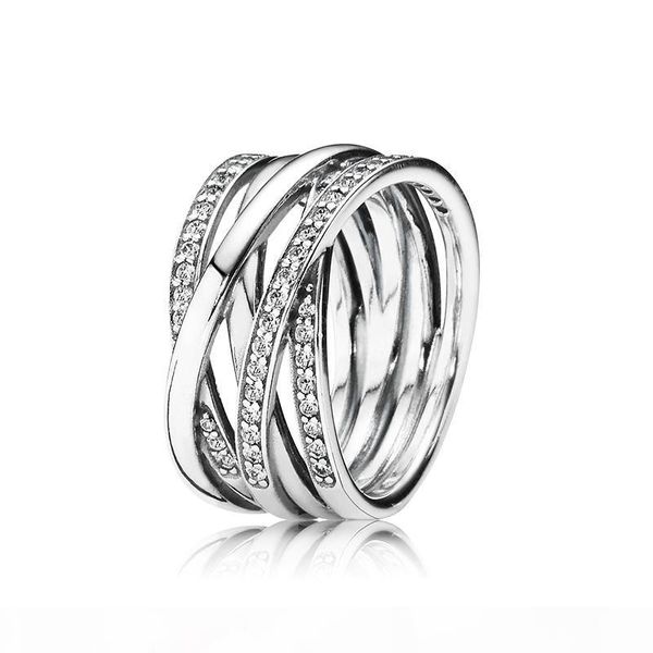 

100% 925 sterling silver rings with cubic zircon original box for pandora fashion ring for valentines day european style jewelry, Slivery;golden
