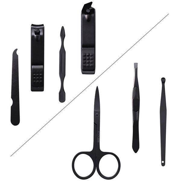 

7 pcs stainless steel nail clipper grooming kit manicure tools set with case 789