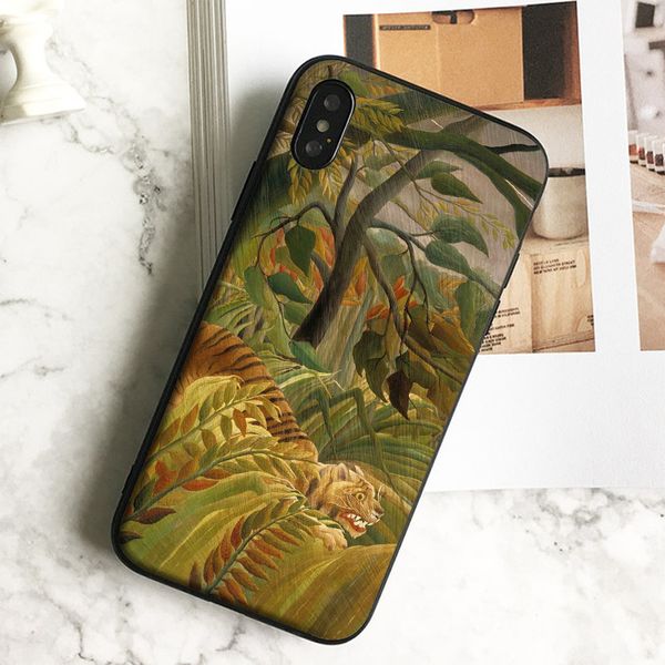 

fundas luxury jungle tiger painting phone case for iphone 11 pro xs max xr 8 7 6s plus 5 se case soft black tpu silicone cover.