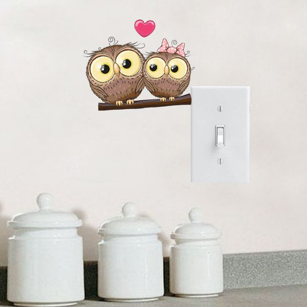 

unique love each other owl switch sticker living room bedroom wall decor