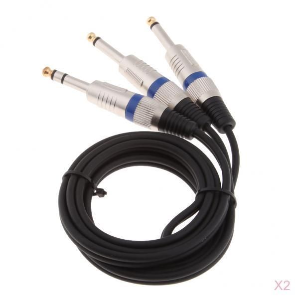 

2pcs 6.35mm 1/4'' male trs stereo to dual 6.35mm 1/4'' male y splitter audio cable