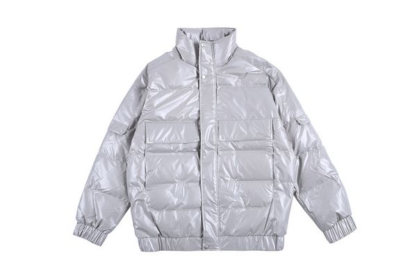 

2020 winter solid color down jackets men women loose fit white duck down jacket coats waterproof overcoat men, Black