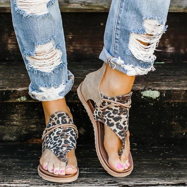 

2020 women sandals leopard print summer shoes women sandals flat womens summer shoes sexy, Black