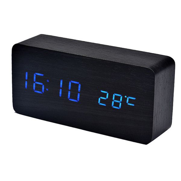 

2018 wooden led alarm clock with temperature sounds control calendar led display electronic deskdigital table clocks new zj0391