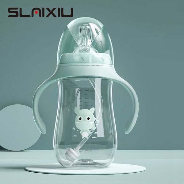 

bottle feeding cup with grip and neck nipple baby feeding bottle bpa milk water garrafa nursing