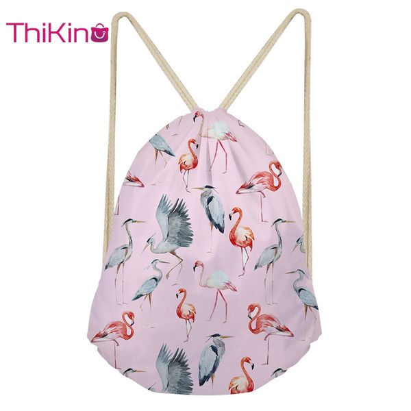 

thikin flamingo rolling backpack for teenager kids casual sack backpack mini toddler girls beach mochila