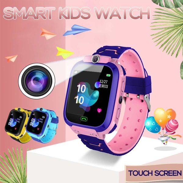

2019 new lbs kid smartwatches touch screen anti-lost base station location sos call sim card alarm remote camera smart watches, Slivery;brown