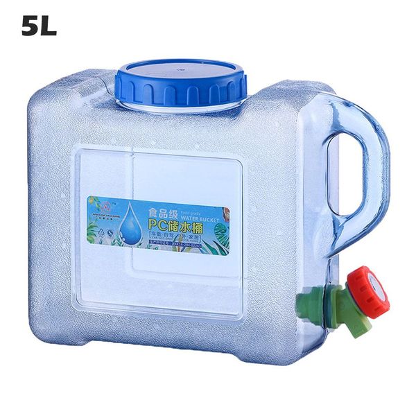 

5l 8l car portable handheld water container pc outdoor self-driving tour with faucet camping square barrel plastic storage bucke