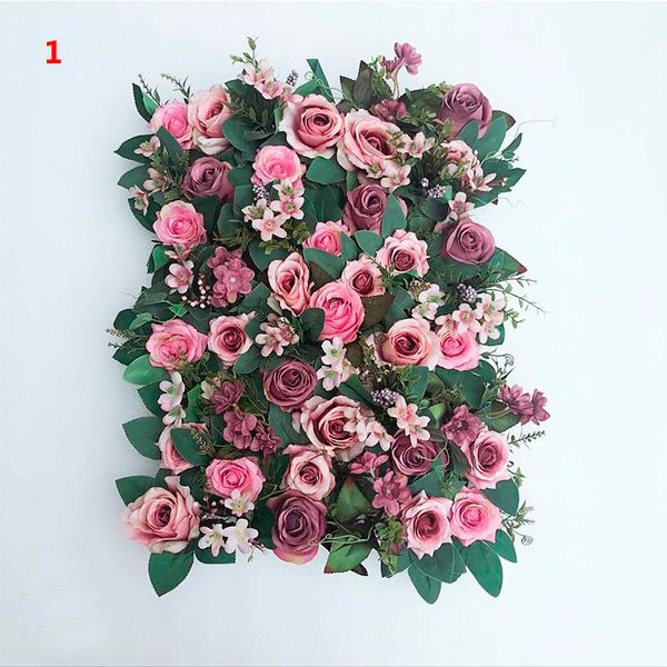 Europäischer 40 x 60 cm künstlicher Seidenrosen-3D-Blumen-Wandhintergrund mit grünen Pflanzen, Hochzeit, Party, Dekoration, Fotografie-Hintergrund, Blumenwand