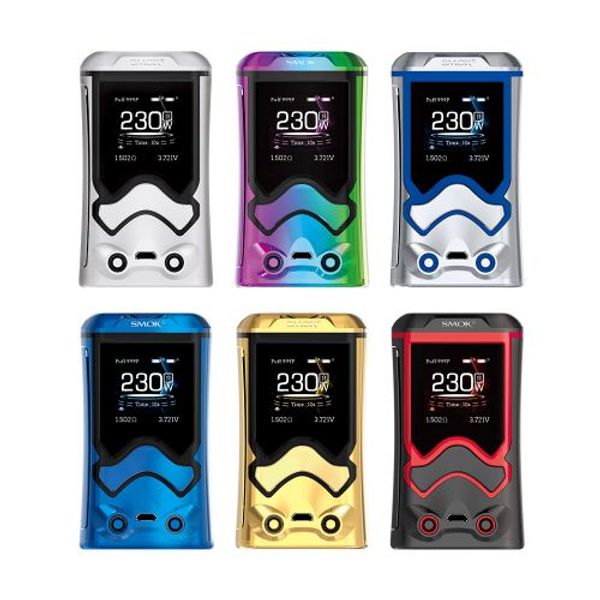 

Оригинальный SMOK T-STORM 230W Mod e сигареты 18650 аккумулятор VW TC режим памяти 510 резьба Vape Battery Box Mod