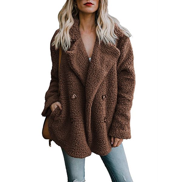 

new fashion style autumn and winter fashion button suit collar pocket sweater jacket 100164, Black