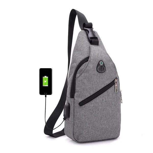 

fashion casual men chest pack single shoulder bags usb charging chest bag crossbody bags male anti theft men messenger hot