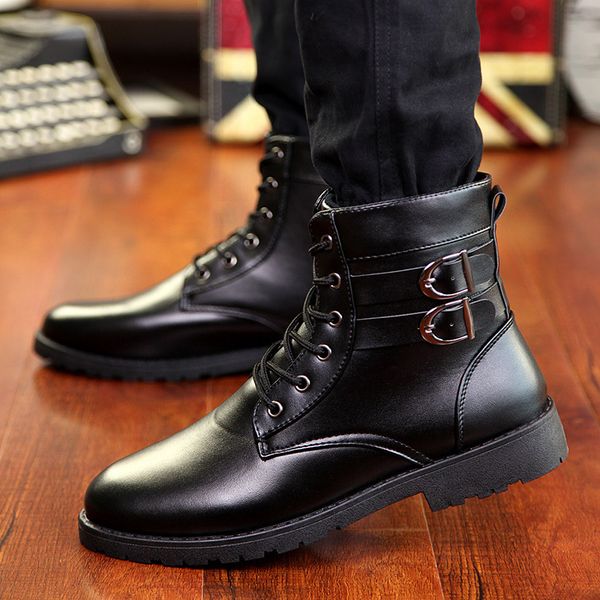 

autumn winter casual snow boots men waterproof ankle boots flat slip-resistant fashion man winter shoes big size 785, Black