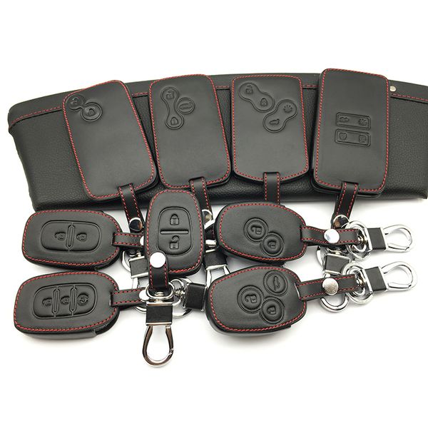 

leather key case key cover for kadjar clio megane 2 3 4 koleos logan scenic card case keychain cases