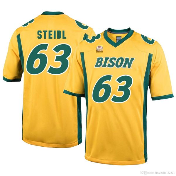 

aaron steidl stitched mens north dakota state bison josh smith easton stick white yellow green ncaa college jersey, Black