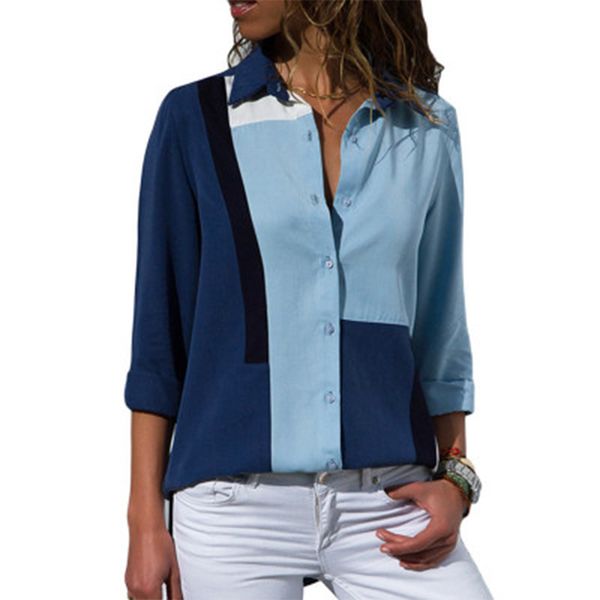 

blusas 2019 da forma das mulheres manga comprida turn down collar camisa escritÃ³rio chiffon blusa camisa casual plus size b, White