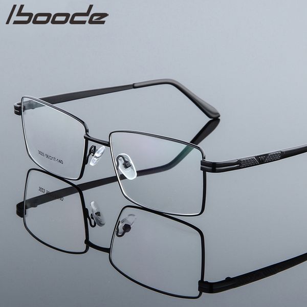 

iboode men titanium alloy glasses frame fashion male square ultralight eye myopia prescription eyeglasses metal frame glasses, Black
