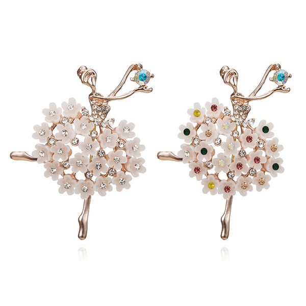 

wedding rinhoo swan lake factory direct sale ballet dancing girl shinning crystal glass brooches for woman in assorted designs 10pcs/lot, Gray