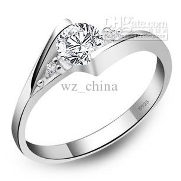 

925 sterling silver rings new high qulity white gold plated 1ct swiss diamond rings for women luxury wedding jewelry ing