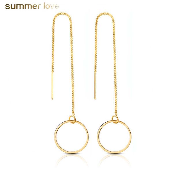 

2019 gold silver long chain dangle earring for women girls copper line chain earring fashion jewelry gift