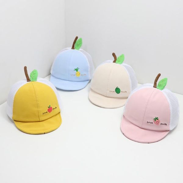 

lovely children kids baby hat summer fruit printing sunshade sunscreen sunhat hat baby hats newborn summer casquette enfant, Yellow