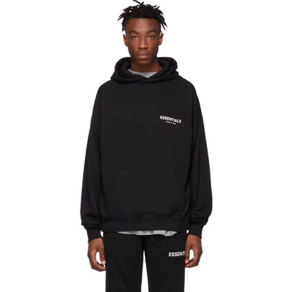 

19ss essentials pullover hoodies sweatshirt letter printed couple outfit fashion hooded casual street outwear solid hoodies hfhlwy010, Black