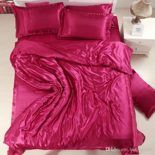 Pure Satin Silk Bedding Set Easy To Clean Home Textile Duvet Cover