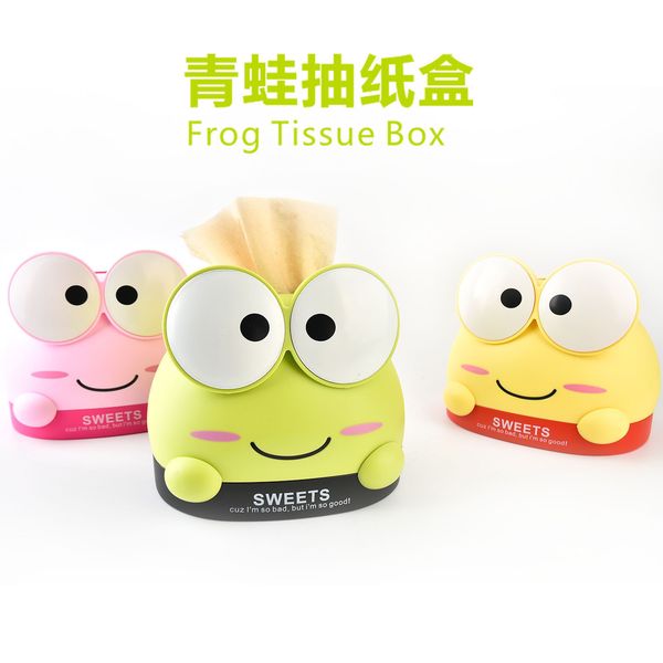 

originality frog box cartoon household carton to work in an office deskcanister plastic tissue take gift customized
