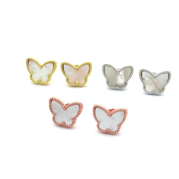 

titanium steel fashion new brand heart love earrings for woman black and white red and green butterfly earrings valentine's daygift, Golden;silver