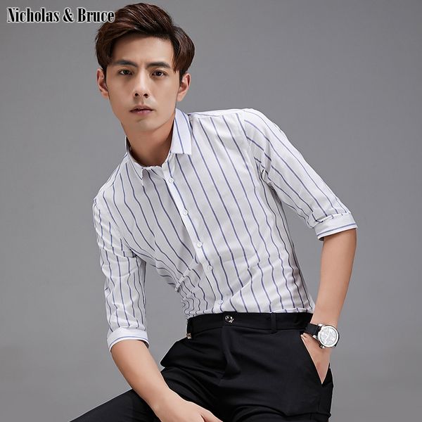 

n&b shirt half sleeve mens striped shirts men's shirt fashion men clothes spring autumn man social shirts cs28, White;black