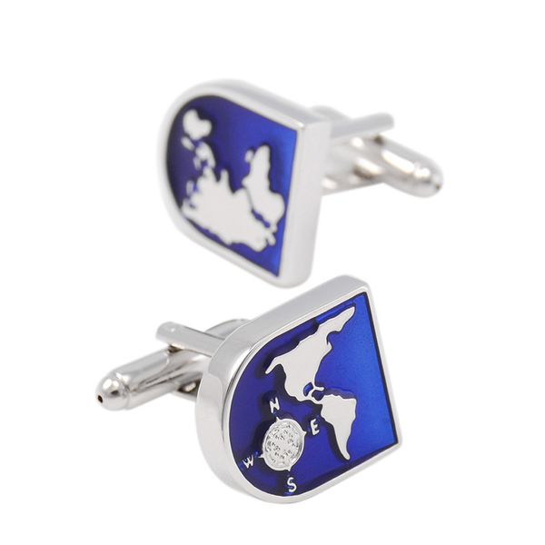 

map time zone cufflink wedding party xms gift blue world, Silver